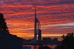 Spinnaker Tower in a spectacular sunrise. : United Kingdom