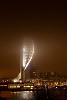 Spinnaker Tower covered by low hanging clouds. : United Kingdom